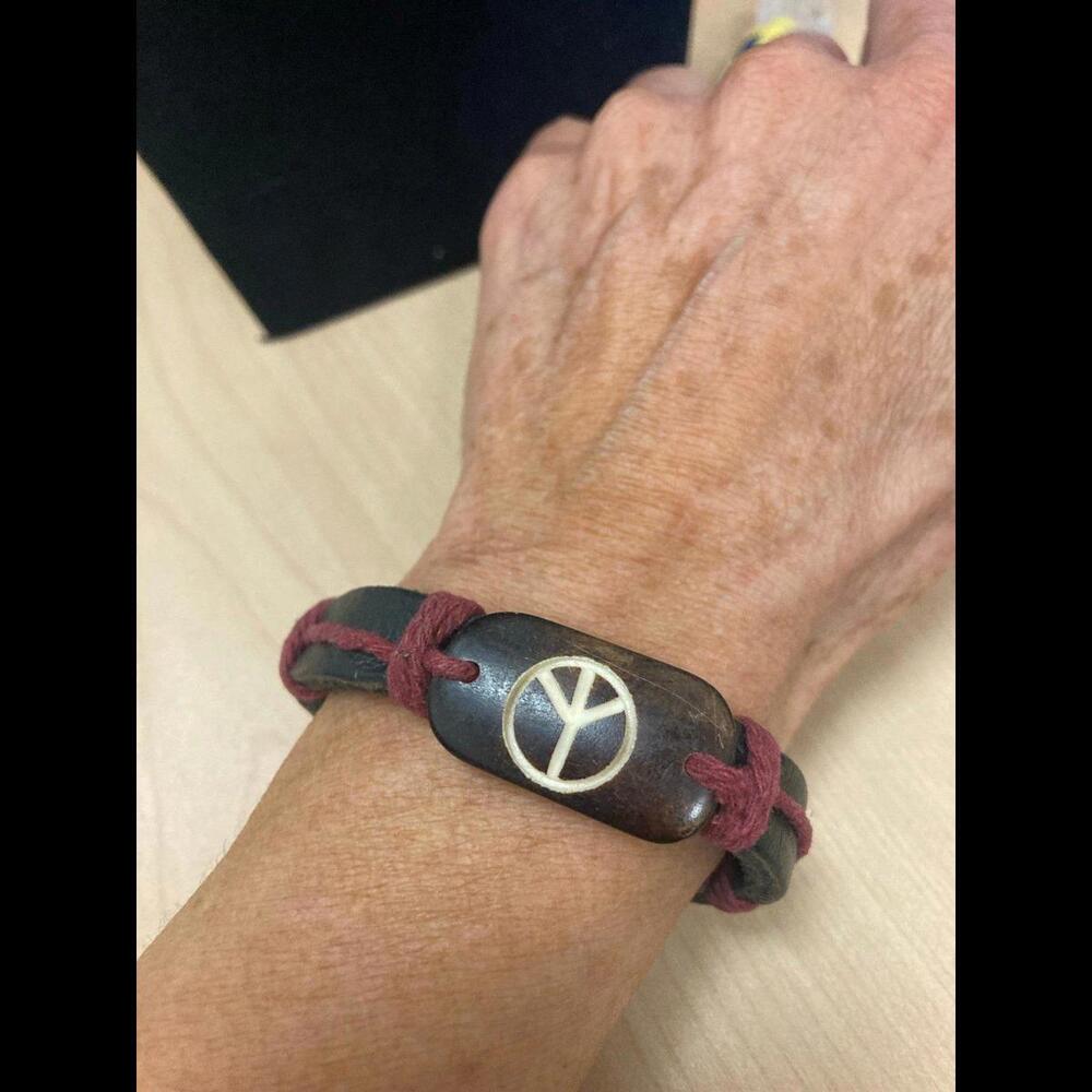 PEACE sign Leather Bracelet